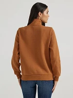 Women's Wrangler Western Stitch Yoke Quarter Zip Sweatshirt Brown