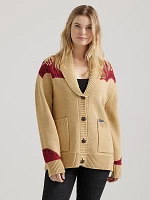 Women's Wrangler Long Live Shawl Collar Cardigan Sweater Tan