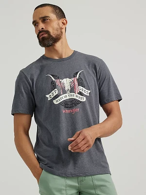 Men's Steer American Flag T-Shirt Asphalt