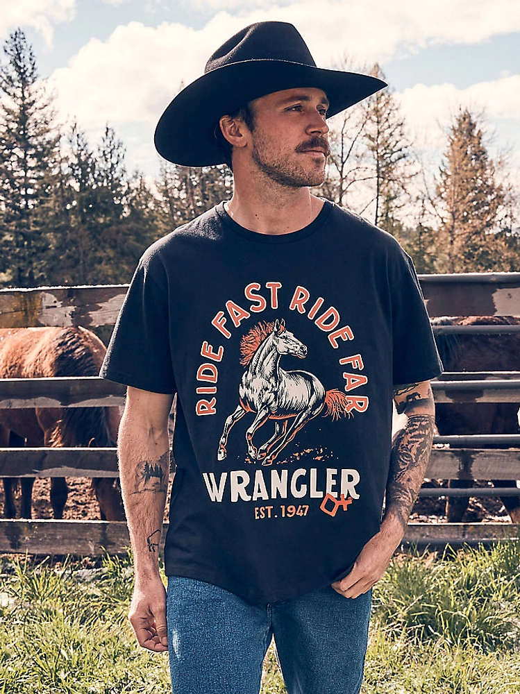 Wrangler x Diamond Cross Spurs Down Eyes Up Tee Jet Black