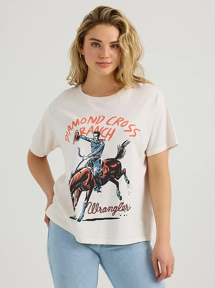 Wrangler x Diamond Cross Not My First Rodeo Tee Marshmallow