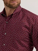 Men's Cody Johnson One Pocket Button Down Shirt Burgundy Flower