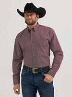 Men's Cody Johnson One Pocket Button Down Shirt Burgundy Diamond