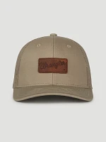 Wrangler Leather Patch Baseball Cap in Tan