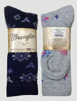 Women's Western Boot Sock in Black/Light Grey