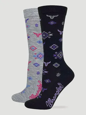 Women's Western Boot Sock in Black/Light Grey