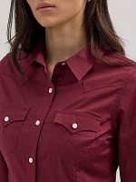 Women's Wrangler Western Button Down Shirt Windsor Wine