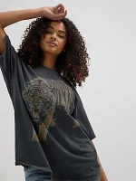 Women's Oversized Tiger Tee Faded Black