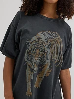 Women's Oversized Tiger Tee Faded Black