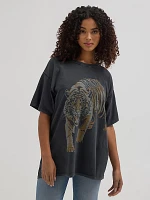 Women's Oversized Tiger Tee Faded Black