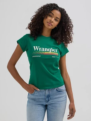 Women's Racing Stripes Shrunken Band Tee Verdant Green