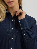 Women's Slim Yoke Shirt in Frosted Denim