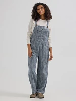 Women's Straight Leg Stripe Bib Overall Dark Pinstripe