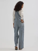 Women's Straight Leg Stripe Bib Overall Dark Pinstripe