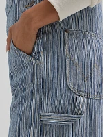 Women's Straight Leg Stripe Bib Overall Dark Pinstripe