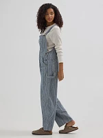 Women's Straight Leg Stripe Bib Overall Dark Pinstripe