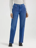 Women's Sunset Mid Rise Straight Jean Electric Blue