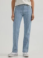 Women's Sunset Mid Rise Straight Stripe Jean Pinstripe