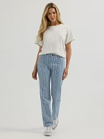 Women's Sunset Mid Rise Straight Stripe Jean Pinstripe