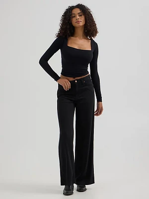 Women's Worldwide Mid Rise Wide Leg Jean Midnight Ride