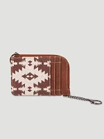 Southwestern Print Zip Card Case in Light Coffee