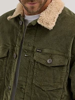 Men's Wrangler® Sherpa Lined Corduroy Trucker Jacket Olive Night