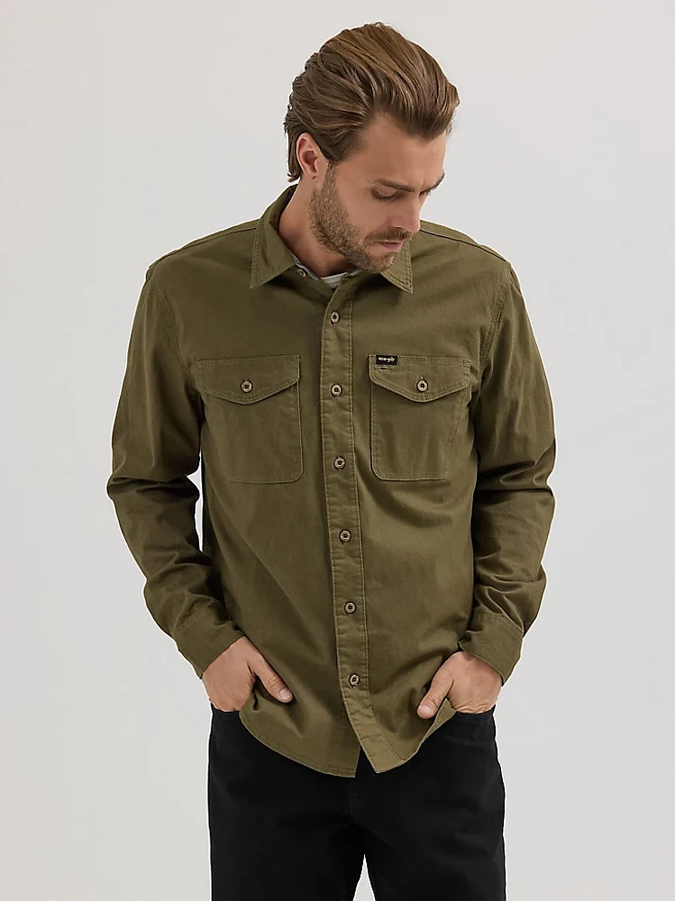 Men's Wrangler® Epic Soft™ Stretch Twill Shirt Ivy Green