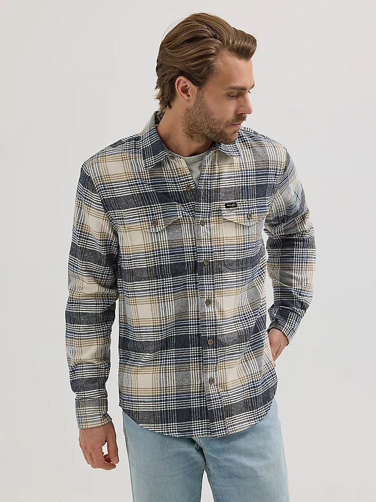 Men's Brushed Flannel Plaid Shirt Sargasso Sea