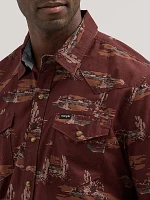 Men's Printed Poplin Shirt Bitter Chocolate