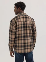 Men's Heavyweight Sherpa Lined Plaid Shirt Jacket Chocolate Chip