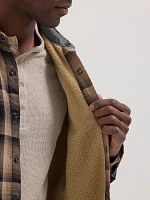 Men's Heavyweight Sherpa Lined Plaid Shirt Jacket Chocolate Chip