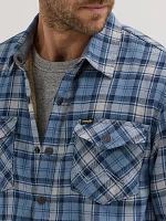 Men's Heavyweight Sherpa Lined Plaid Shirt Jacket Deep Denim