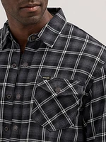 Men's Heavyweight Sherpa Lined Plaid Shirt Jacket Raven