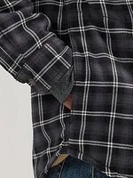 Men's Heavyweight Sherpa Lined Plaid Shirt Jacket Raven