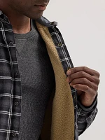 Men's Heavyweight Sherpa Lined Plaid Shirt Jacket Raven