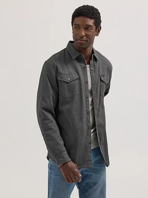 Men's Flannel Lined Twill Shirt Jacket Dark Shadow