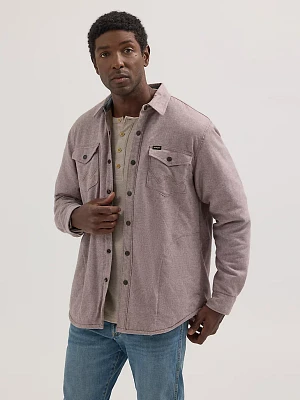 Men's Sherpa Lined Heathered Shirt Jacket Peppercorn