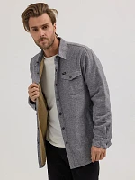 Men's Sherpa Lined Heathered Shirt Jacket Obsidian