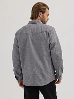 Men's Sherpa Lined Heathered Shirt Jacket Obsidian