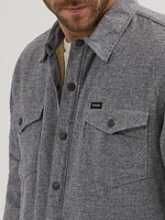 Men's Sherpa Lined Heathered Shirt Jacket Obsidian