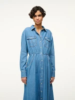 Wrangler + STAUD The Shirtdress Mid Blue