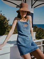 Wrangler + STAUD The Overall Mini Dress Mid Blue