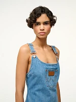 Wrangler + STAUD The Overall Mini Dress Mid Blue