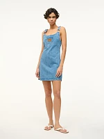 Wrangler + STAUD The Overall Mini Dress Mid Blue