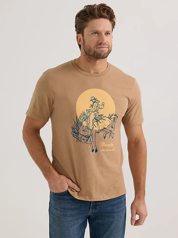 Men's Short Sleeve Bucking Bronco Graphic T-Shirt Cinnamon Swirl