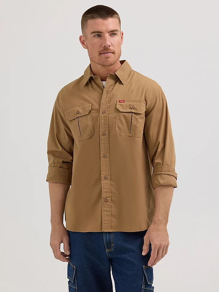 Men's Relaxed Fit Stretch Shirt Duck Brown