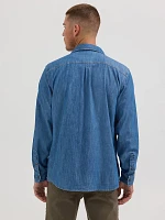 Men's Relaxed Fit Stretch Shirt Mid Wash