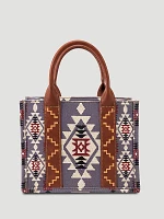 Southwestern Print Cross Body Canvas Mini Tote in Black & Grey