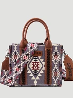 Southwestern Print Cross Body Canvas Mini Tote in Black & Grey