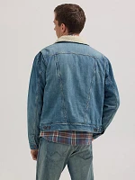 ICONS 124MJ Mens Sherpa Denim Jacket:Sage Wash:L